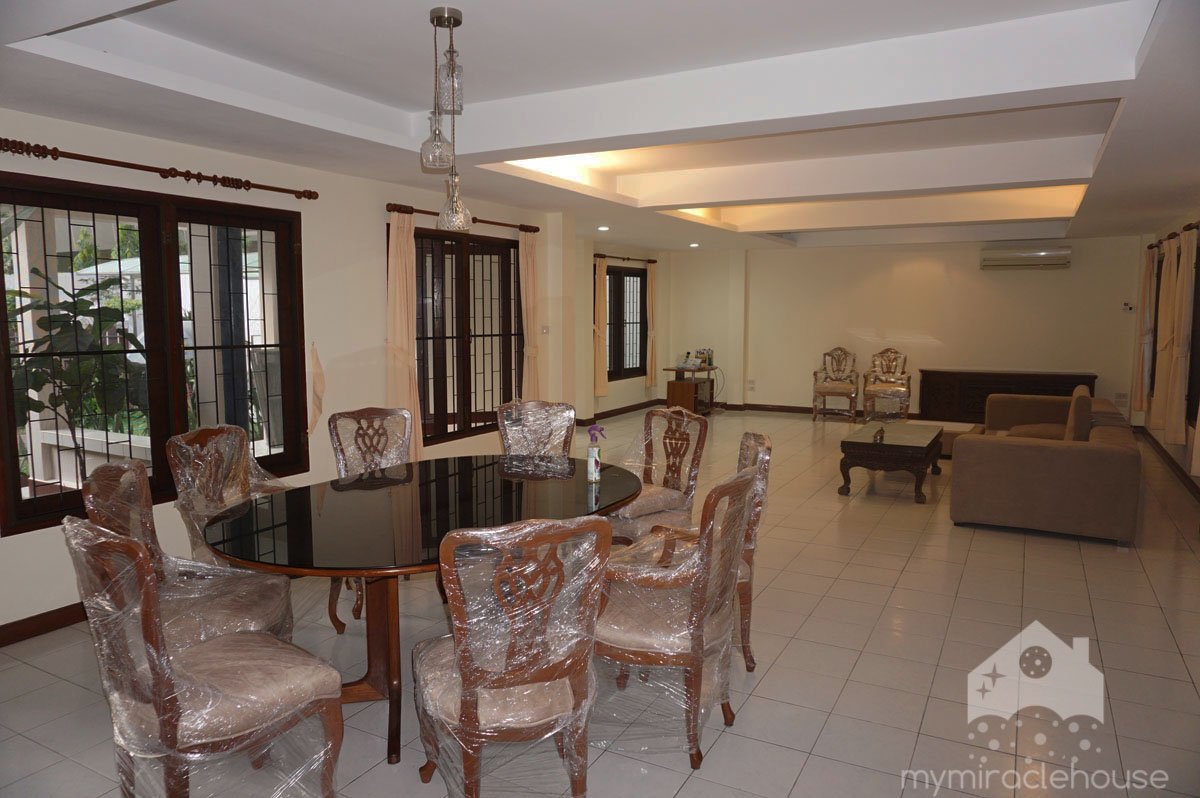 House in private compound for rent in Sukhumvit with small garden.