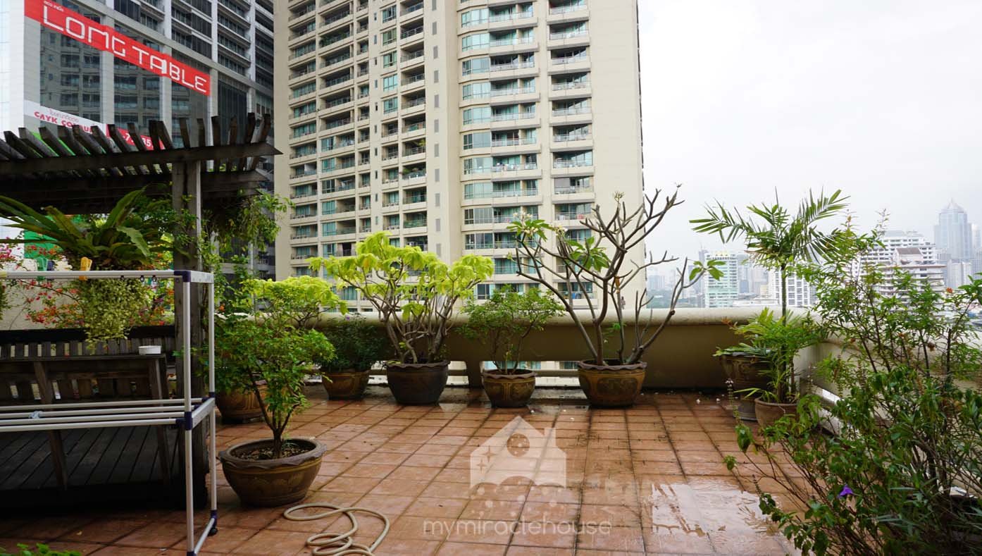 Spacious 3 bedroom for rent in Asoke with private garden.