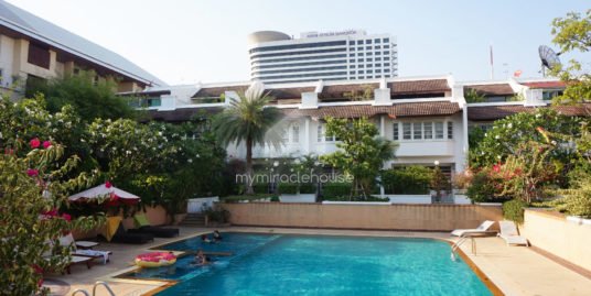 Townhouse for rent in secured compound with shared pool and garden.